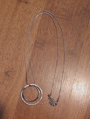 Silver Double Circle Pendant Necklace - Elegant Women’s Jewelry